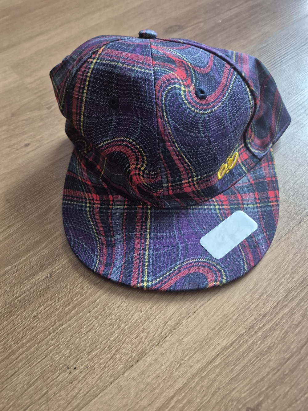 Plaid & Swirl Pattern Nike Snapback Hat - Yellow Accent